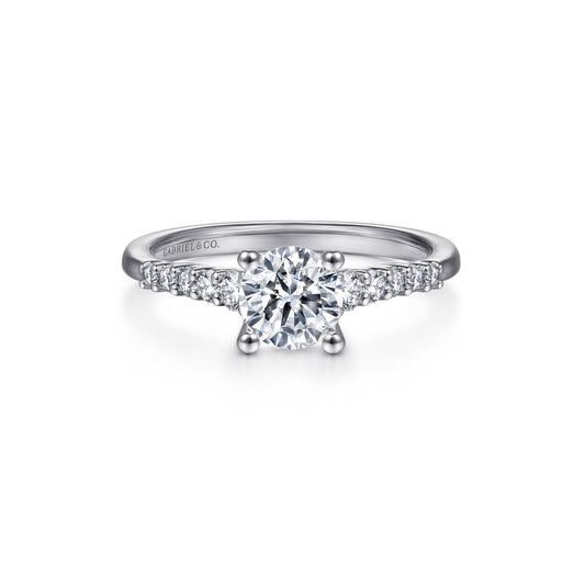 Gabriel 14k White Gold 0.24 Ct Diamond Semi Mount, Cubic Zirconia Center