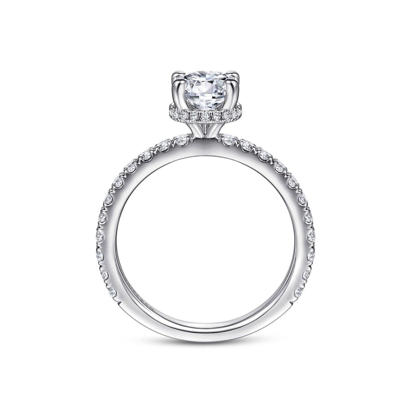 Gabriel 14k White Gold 0.53 Ct Diamond Semi Mount, Cubic Zirconia Center