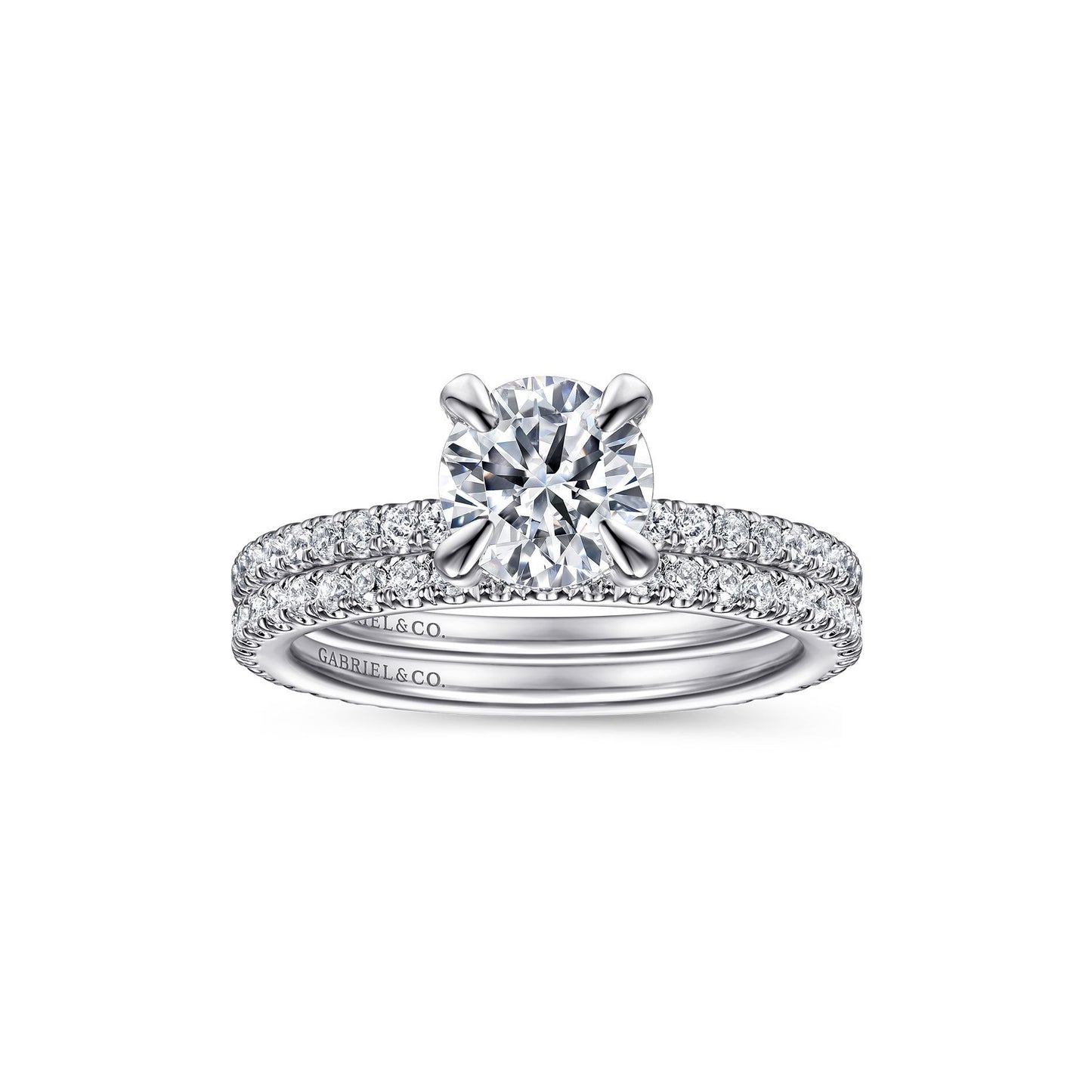 Gabriel 14k White Gold 0.46 Ct Diamond Semi Mount, Cubic Zirconia Center