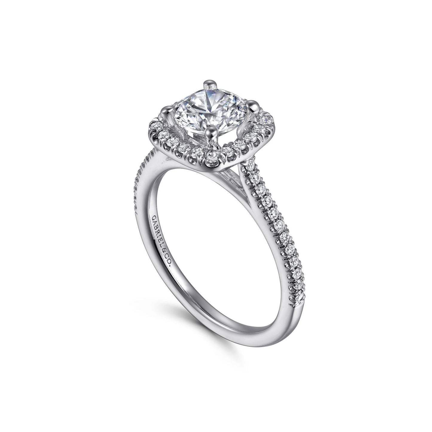 Gabriel 14k White Gold 0.33 Ct Diamond Semi Mount, Cubic Zirconia Center