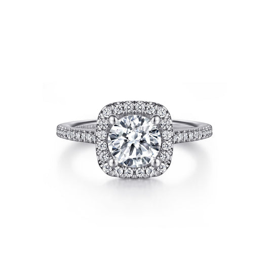 Gabriel 14k White Gold 0.33 Ct Diamond Semi Mount, Cubic Zirconia Center