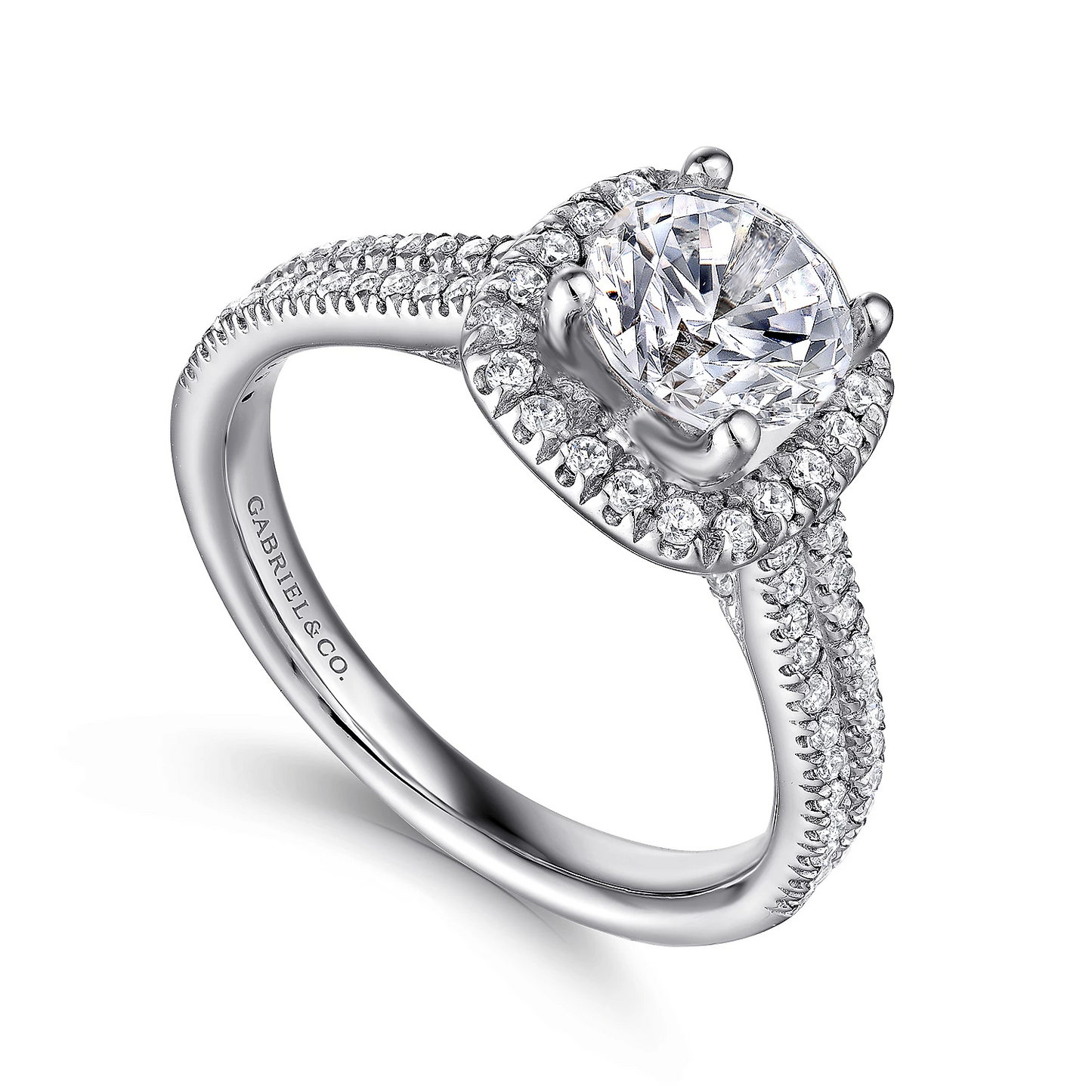 Gabriel 14k White Gold, ctr 1.08, SI2, H, GIA, 0.45 Ct Mele