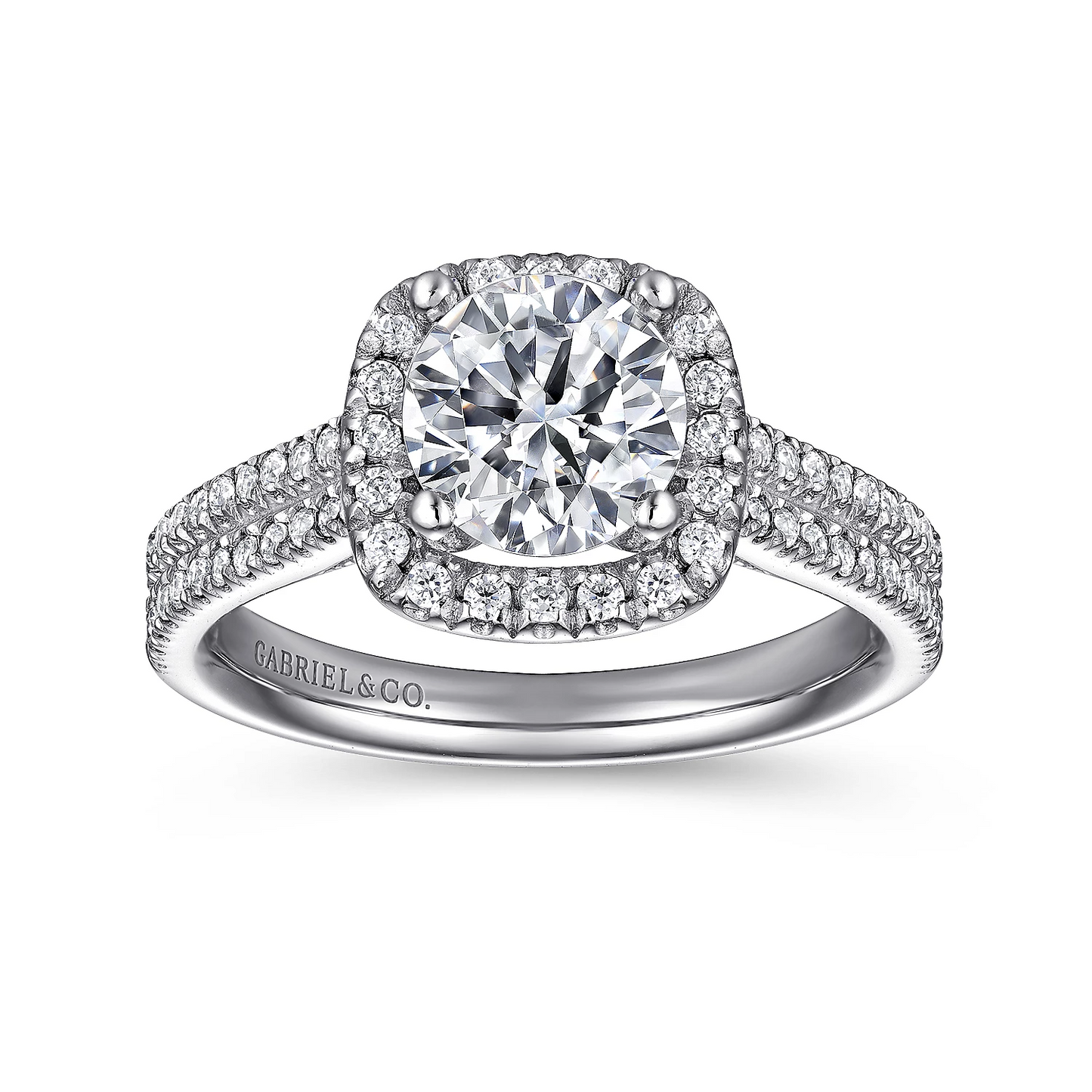 Gabriel 14k White Gold, ctr 1.08, SI2, H, GIA, 0.45 Ct Mele