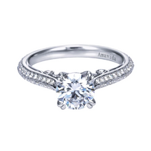 Load image into Gallery viewer, Gabriel 18k White Gold Semi Mount, 0.42 Ct Diamond, with Cubic Zirconia Center
