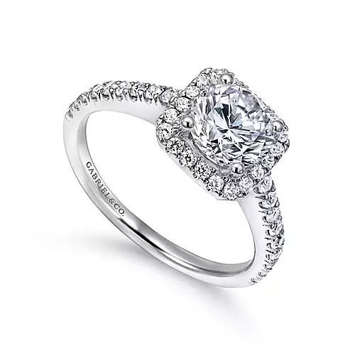 Gabriel 14k White Gold, CZ ctr, 0.45 Ct Diamond Semi Mount
