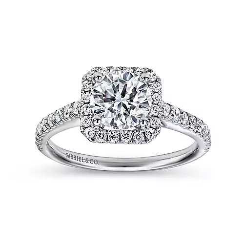 Gabriel 14k White Gold, CZ ctr, 0.45 Ct Diamond Semi Mount