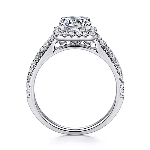 Gabriel 14k White Gold, CZ ctr, 0.45 Ct Diamond Semi Mount