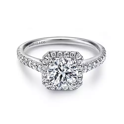 Gabriel 14k White Gold, CZ ctr, 0.45 Ct Diamond Semi Mount