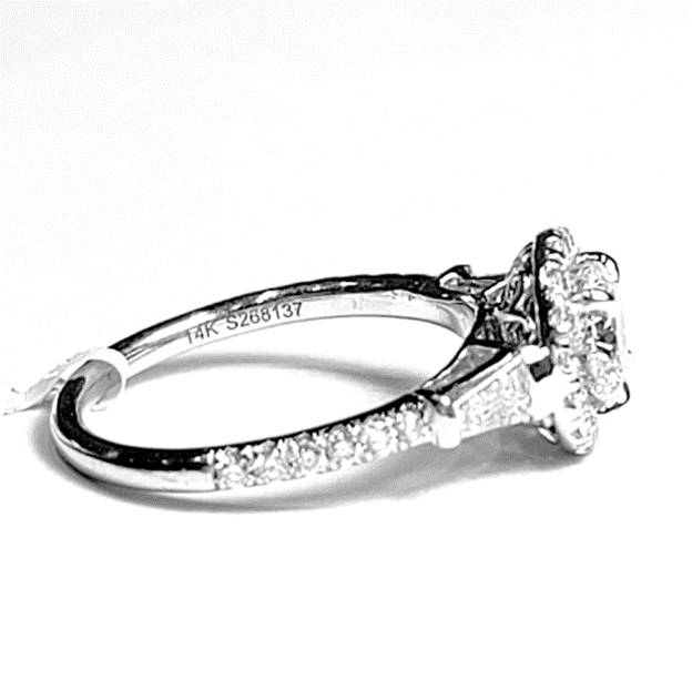 Gabriel 14k White Gold, ctr 1.01, SI2, G, GIA, 0.59 ct Mele
