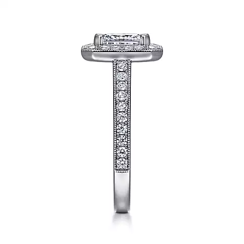 Gabriel 14k White Gold, ctr 1.01, VS2, F, GIA, 0.53 ct Mele.