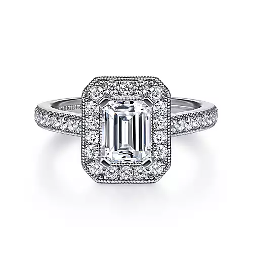 Gabriel 14k White Gold, ctr 1.01, VS2, F, GIA, 0.53 ct Mele.