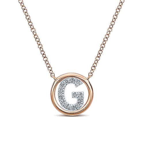 Gabriel 14k 0.07 Carat Diamond Initial Pendant, Available in White, Rose and Yellow Gold