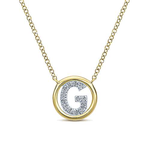 Gabriel 14k 0.07 Carat Diamond Initial Pendant, Available in White, Rose and Yellow Gold