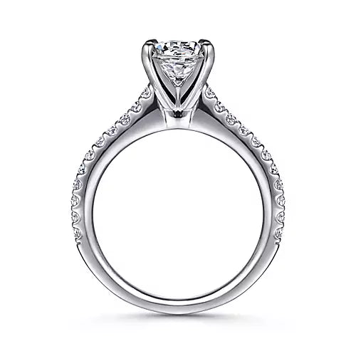 Gabriel 14k White Gold Engagement Ring, Ctr 0.97, VS2, E, GIA, Side 0.35