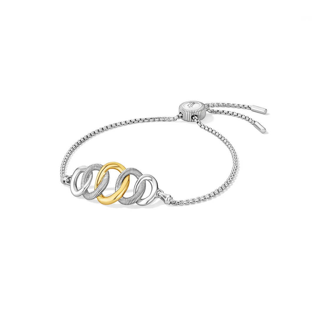Judith Ripka Sterling Silver with 18k Yellow Gold Eternity Interlocking Link Friendship Bracelet