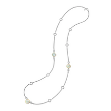 Load image into Gallery viewer, Judith Ripka Sterling and 18 karat Gold Eternity Long Station Necklace with Mother of Pearl
