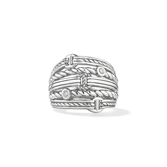 Judith Ripka Sterling Silver Vienna Diamond Multi Band Ring, Size 7