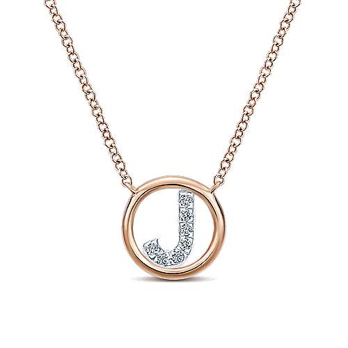 Gabriel 14k 0.07 Carat Diamond Initial Pendant, Available in White, Rose and Yellow Gold
