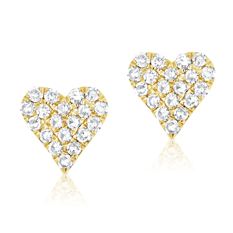 14K Yellow Gold 0.11ct Diamond Heart Earring