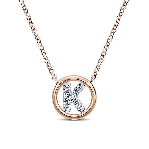 Gabriel 14k 0.07 Carat Diamond Initial Pendant, Available in White, Rose and Yellow Gold