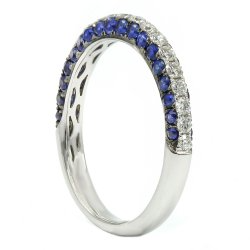 14k White Gold 0.56Ct Sapphire, 0.36Ct Diamond 3 Row Band