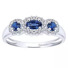 Load image into Gallery viewer, Gabriel 14k White Gold 0.52 Ct Sapphire, 0.24 Ct Diamond Ring
