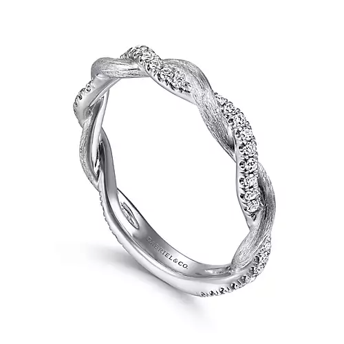 Gabriel 14k Gold 0.20 Ct Diamond Twist Band, Available in White and Yellow Gold