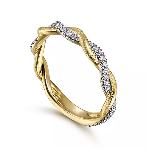 Gabriel 14k Gold 0.20 Ct Diamond Twist Band, Available in White and Yellow Gold