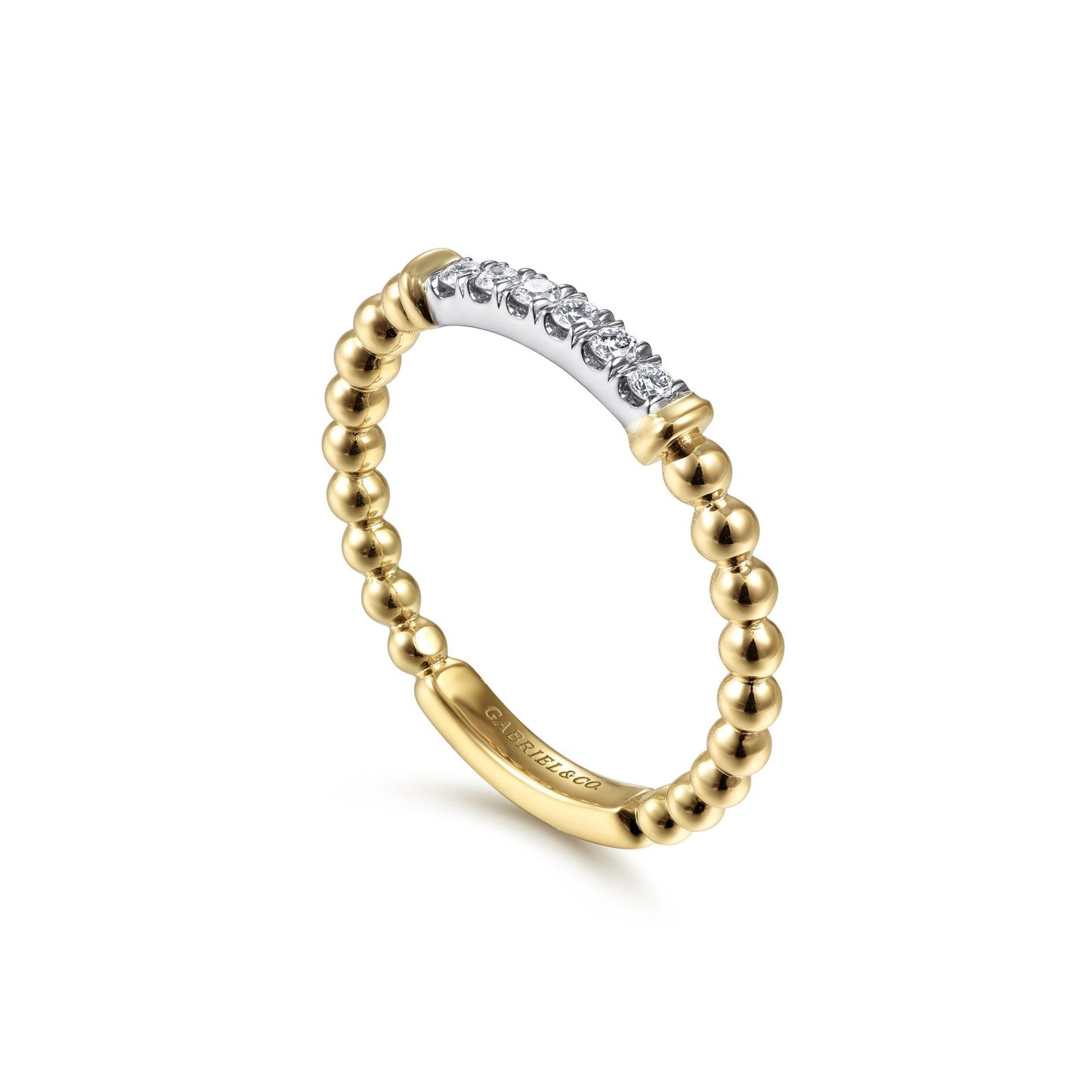14k Two Tone 0.11Ct Bujukan Bead Ring