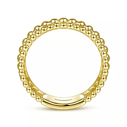 14K Yellow Gold Three Row Bujukan Bead Ring