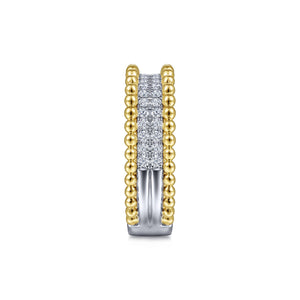 14K Two Tone 0.42Ct Diamond Bujukan Bead Ring