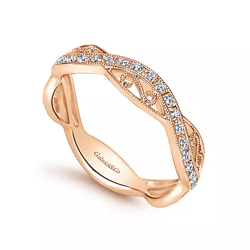 Gabriel 14k Rose Gold 0.24 Ct Diamond Twist Band