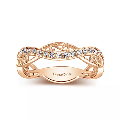 Gabriel 14k Rose Gold 0.24 Ct Diamond Twist Band
