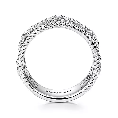 Gabriel Sterling Silver 0.08Ct Diamond Band