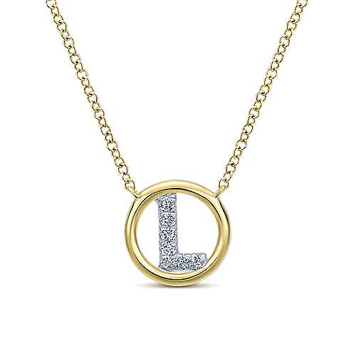 Gabriel 14k 0.07 Carat Diamond Initial Pendant, Available in White, Rose and Yellow Gold