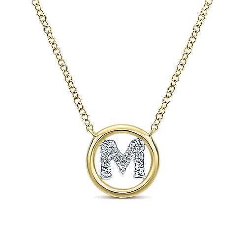 Gabriel 14k 0.07 Carat Diamond Initial Pendant, Available in White, Rose and Yellow Gold