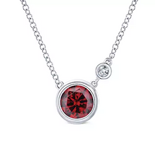 Load image into Gallery viewer, Gabriel Sterling Silver Garnet and 0.02 Ct Diamond Pendant
