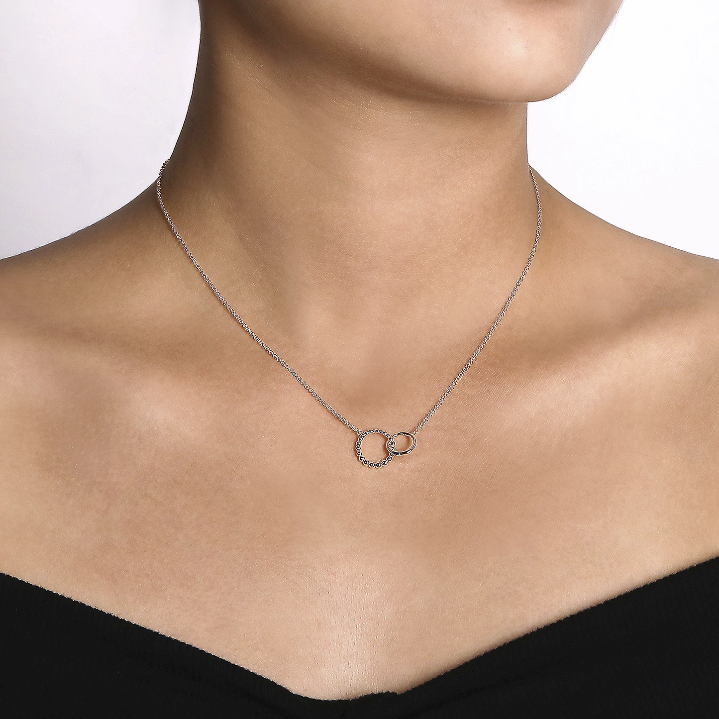 Gabriel Sterling Silver Bujukan Double Circle Necklace