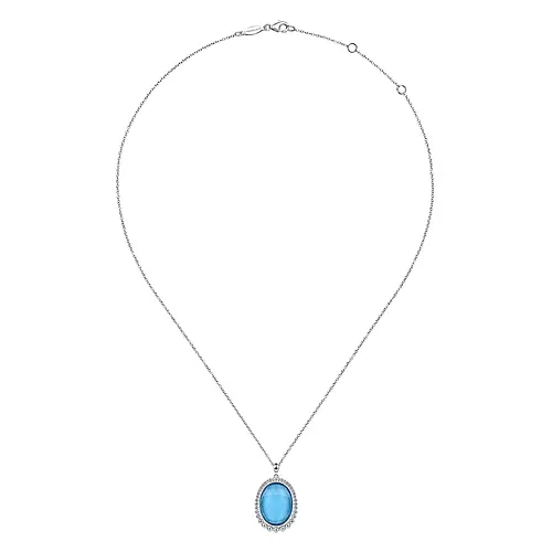 Gabriel Sterling Silver Rock Crystal and Turquoise Pendant Necklace