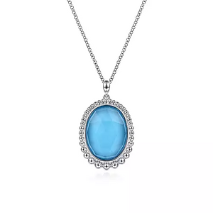 Gabriel Sterling Silver Rock Crystal and Turquoise Pendant Necklace