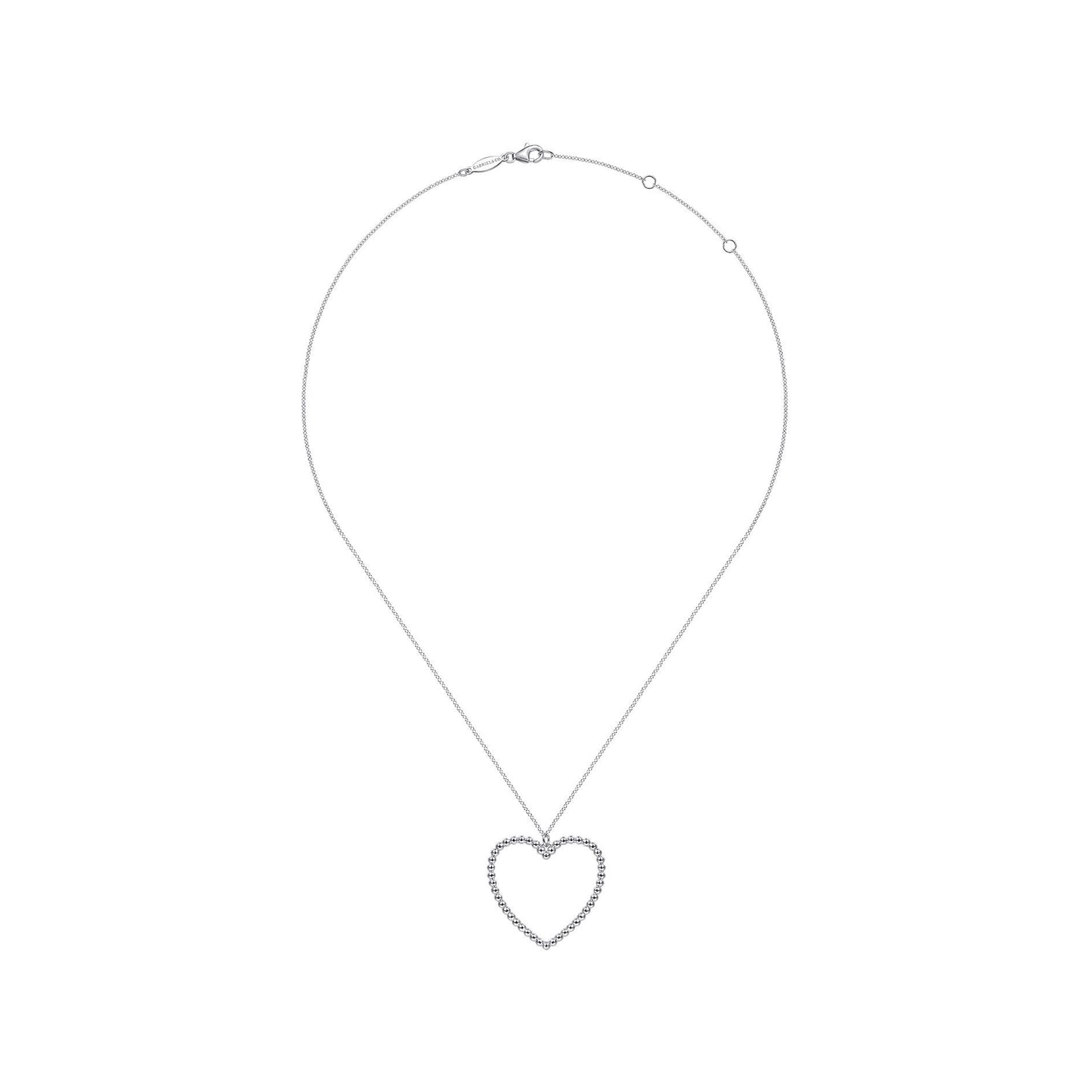 Gabriel Sterling Silver Bujukan Beaded Heart Necklace