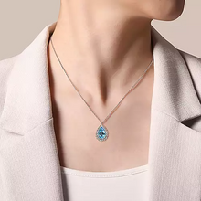 Load image into Gallery viewer, Gabriel Sterling Silver Faceted Swiss Blue Topaz Pear Shape Bujukan Necklace
