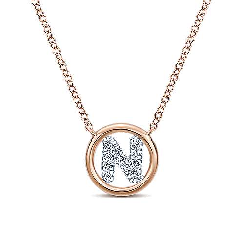 Gabriel 14k 0.07 Carat Diamond Initial Pendant, Available in White, Rose and Yellow Gold