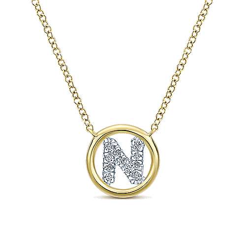 Gabriel 14k 0.07 Carat Diamond Initial Pendant, Available in White, Rose and Yellow Gold