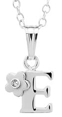 Sterling Silver initial Pendant with diamond and Flower