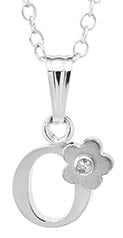 Sterling Silver initial Pendant with diamond and Flower