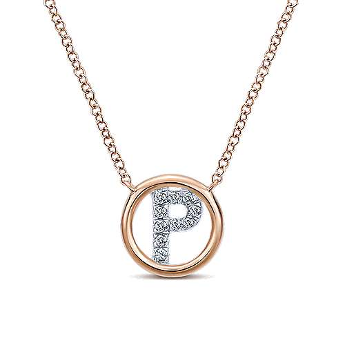 Gabriel 14k 0.07 Carat Diamond Initial Pendant, Available in White, Rose and Yellow Gold