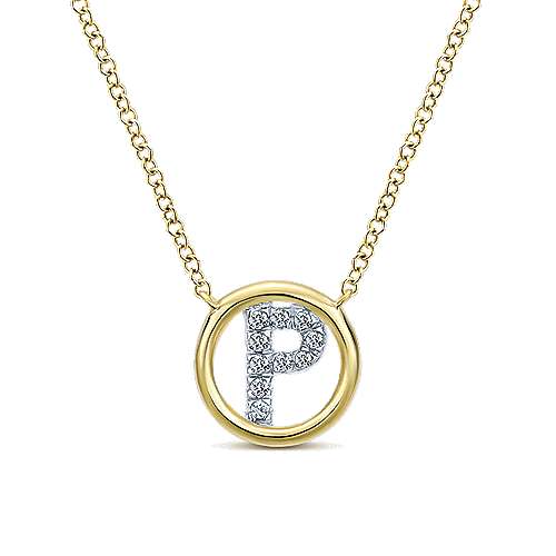 Gabriel 14k 0.07 Carat Diamond Initial Pendant, Available in White, Rose and Yellow Gold