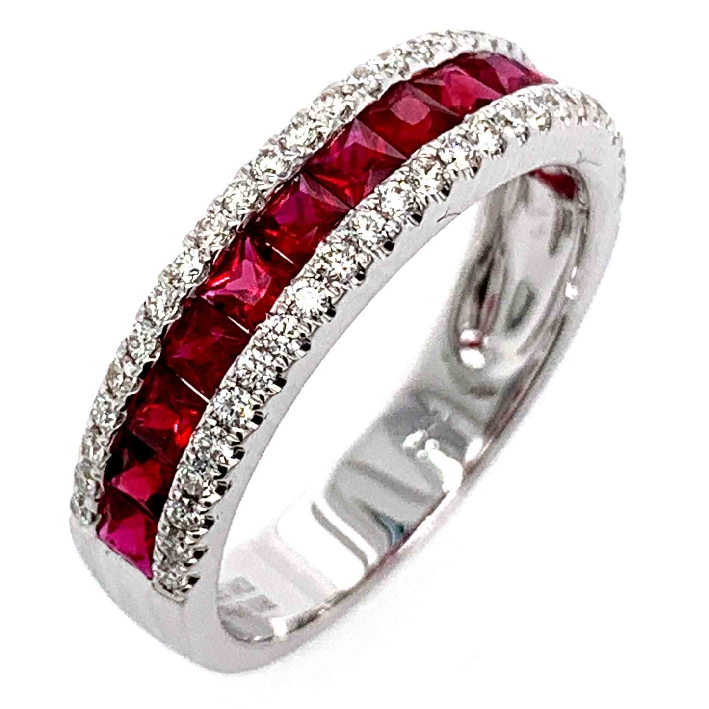 18k White Gold 0.31Ct Diamond, 1.04Ct Ruby Band