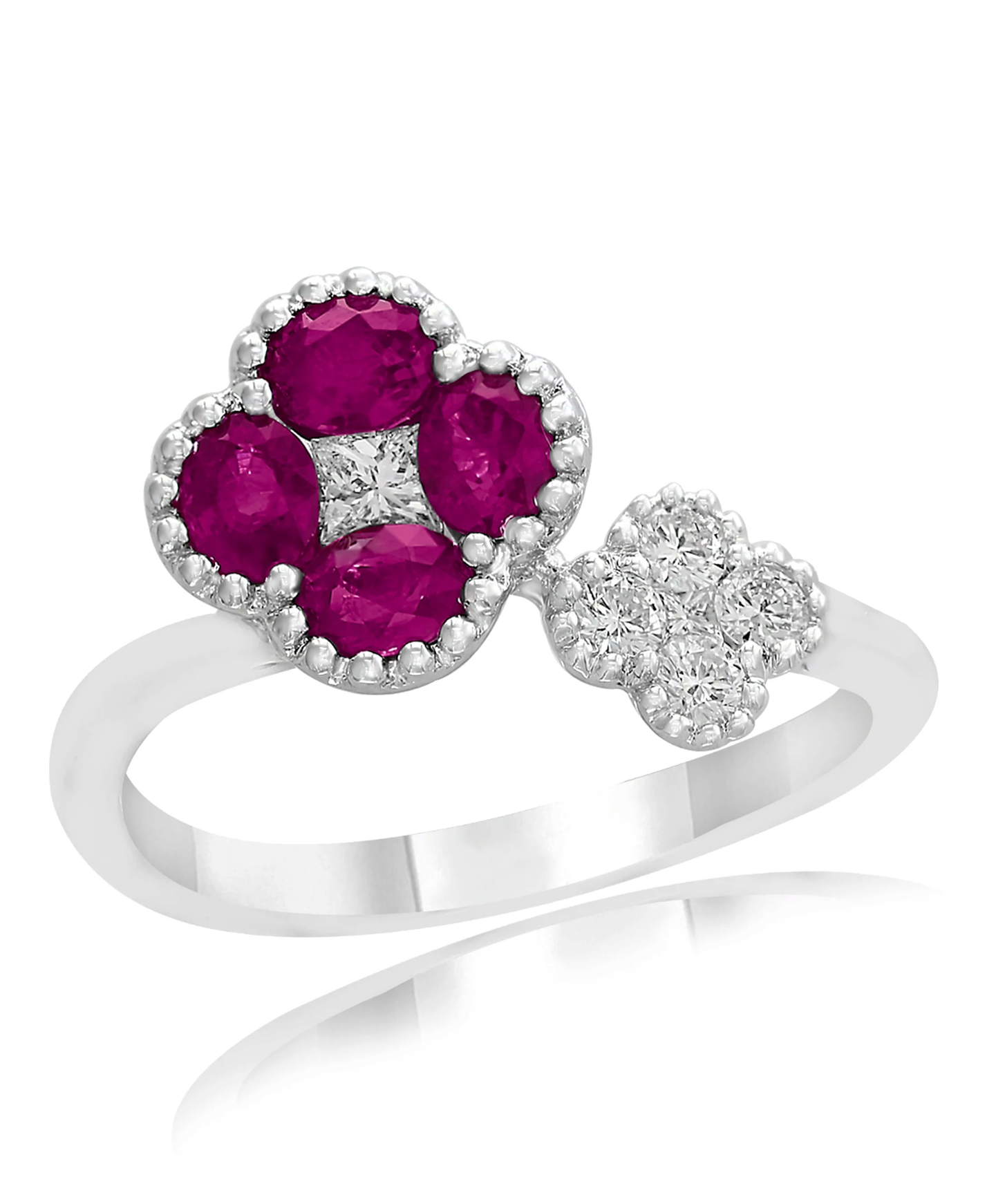 18k White Gold 0.76 Ct Ruby, 0.28 Ct Diamond Ring